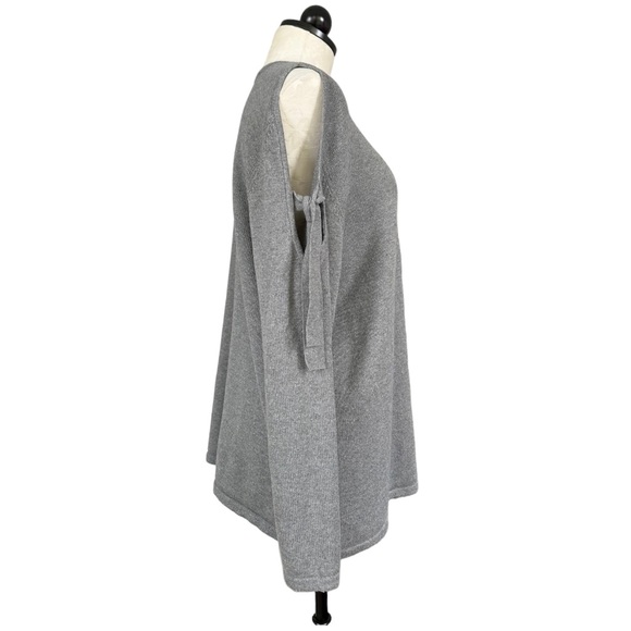 J. Jill Cotton Rayon Cold Shoulder Crew Neck Pullover Sweater Ties Gray Size XL - Picture 4 of 13